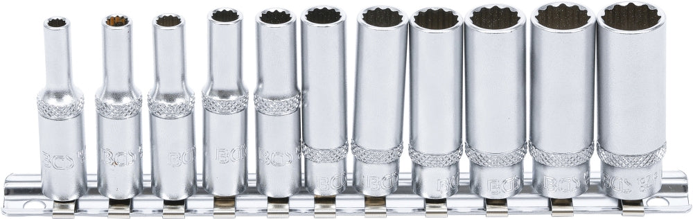 BGS 5251 Satz Steckschlüsseleinsätze Zwölfkant tief Antrieb Innenvierkant 6,3mm (1/4") SW 4 - 13mm