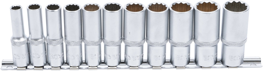BGS 5252 Satz Steckschlüsseleinsätze Zwölfkant tief Antrieb Innenvierkant 10mm (3/8") SW 8 - 19mm