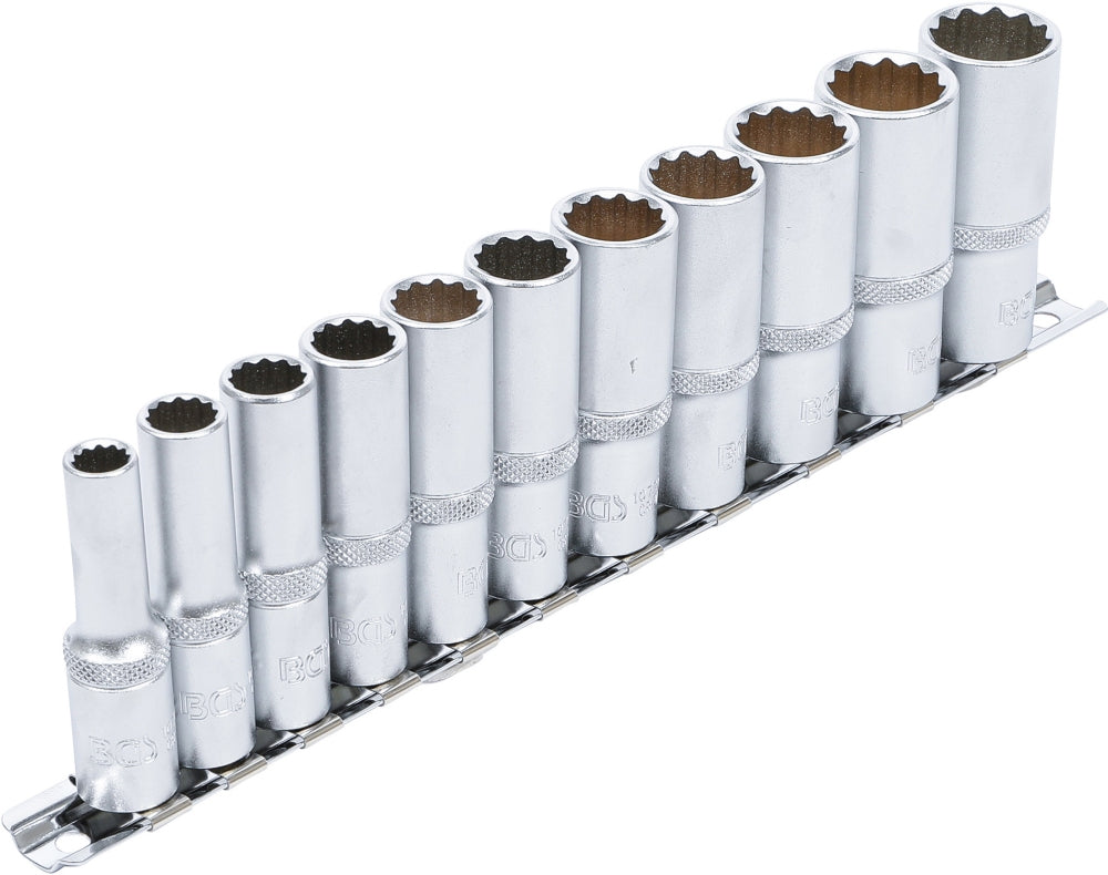 BGS 5252 Satz Steckschlüsseleinsätze Zwölfkant tief Antrieb Innenvierkant 10mm (3/8") SW 8 - 19mm