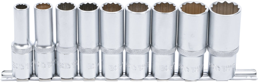 BGS 5253 Satz Steckschlüsseleinsätze Zwölfkant tief Antrieb Innenvierkant 12,5mm (1/2") SW 10 - 24mm