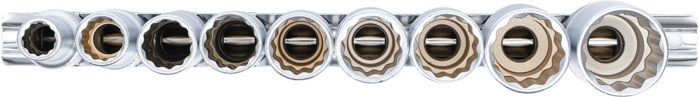 BGS 5253 Satz Steckschlüsseleinsätze Zwölfkant tief Antrieb Innenvierkant 12,5mm (1/2") SW 10 - 24mm