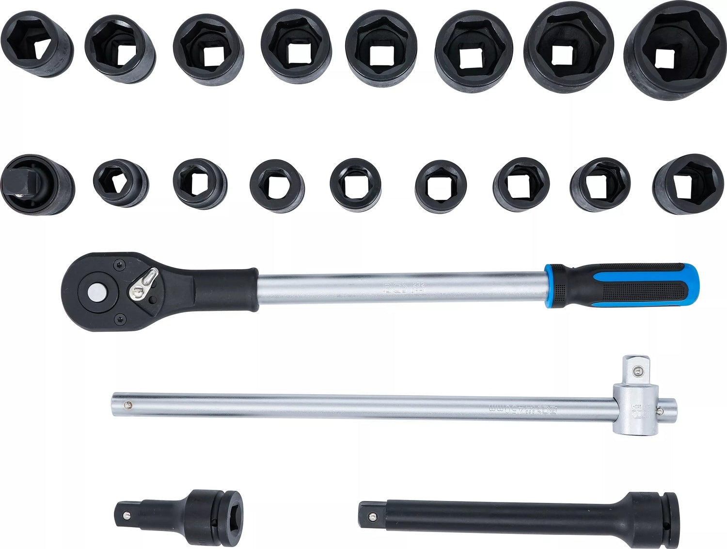 BGS 5258 Satz Kraft Steckschlüssel Antrieb 20mm (3/4") SW 19 - 50mm 21 teilig