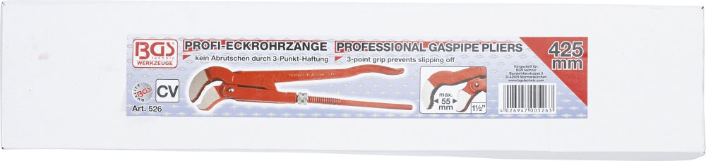 BGS 526 Eckrohrzange 1,5" 3-Punkt-Haftung