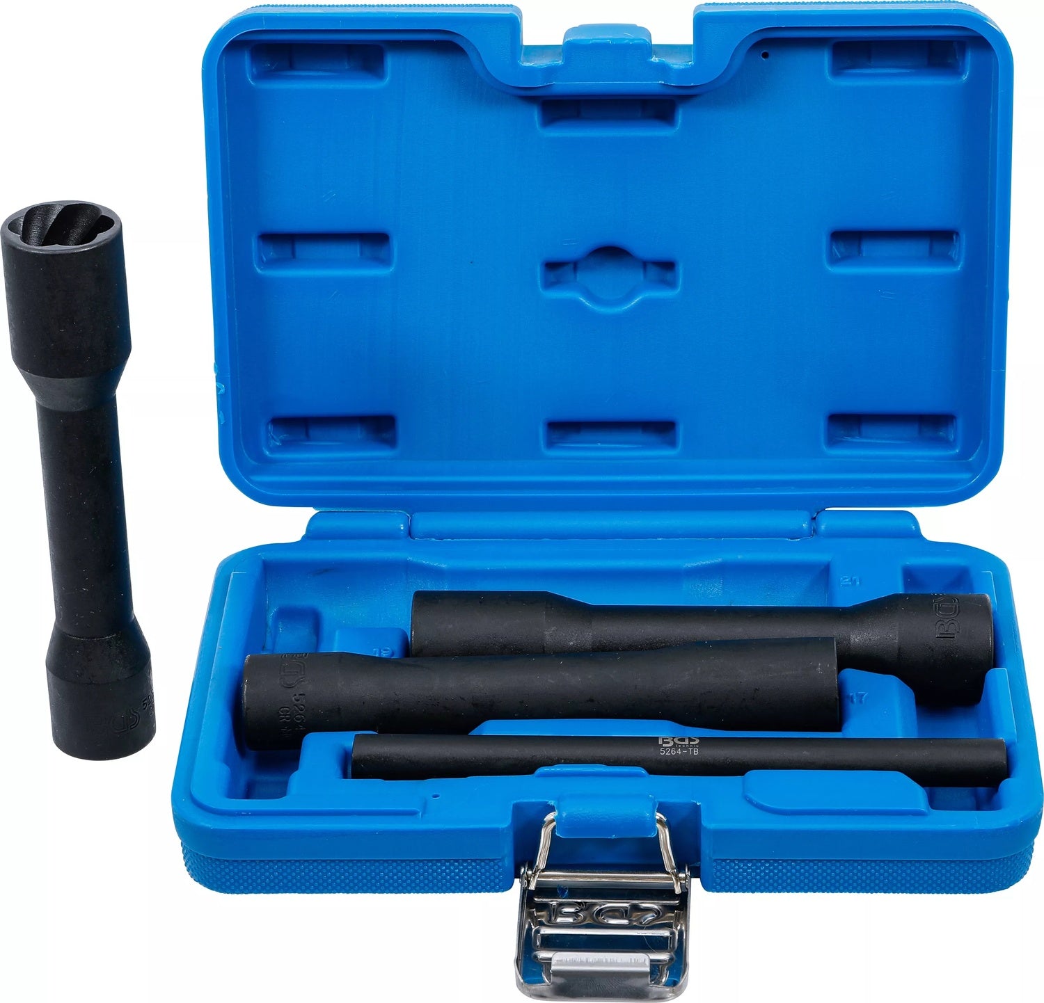 BGS 5264 Satz Steckschlüssel Spiralprofil tief Schraubenausdreher Antrieb 12,5mm (1/2") SW 17-21mm