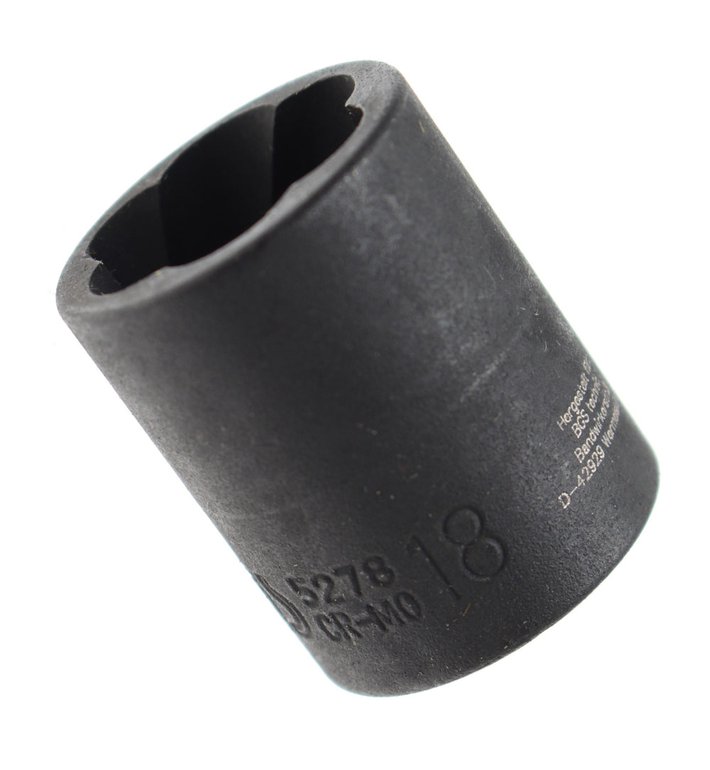 BGS 5278 Steckschlüsseleinsatz Spiralprofil Schraubenausdreher SW 18mm Antrieb 10mm (3/8")