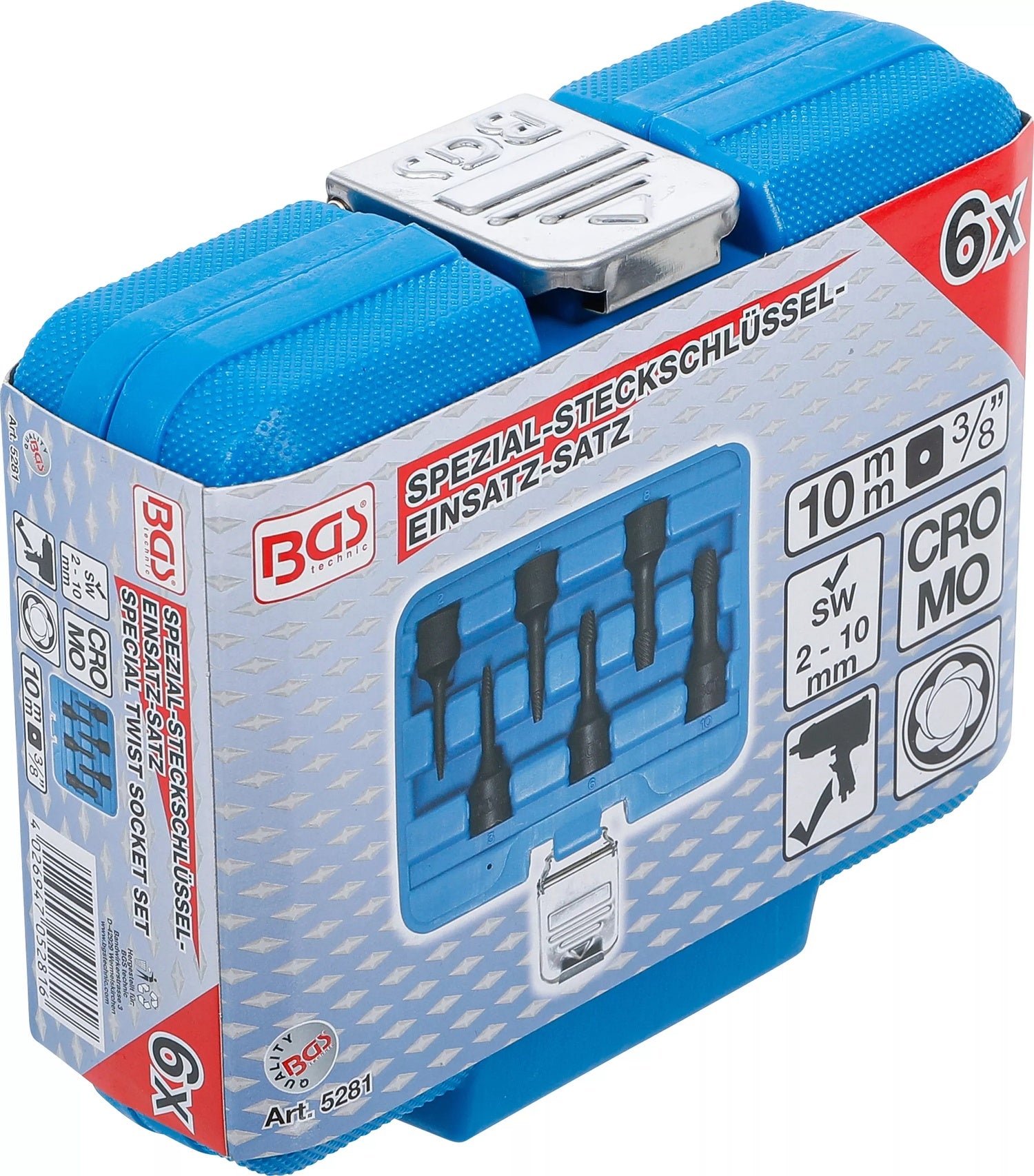 BGS 5281 Satz Steckschlüsseleinsatz Spiralprofil Schraubenausdreher SW 2-10mm Antrieb 10mm (3/8")