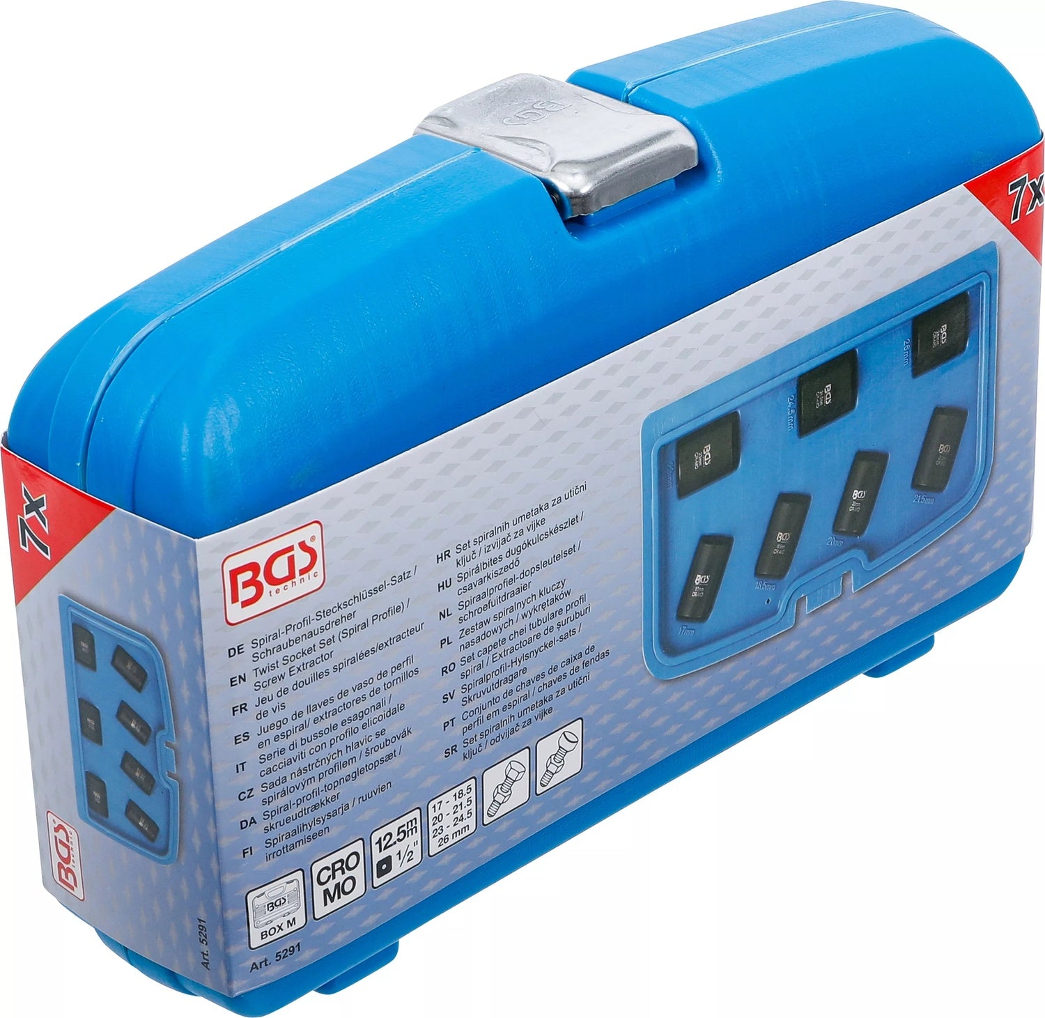 BGS 5291 Satz Steckschlüsseleinsatz Spiralprofil Schraubenausdreher SW 17-26mm Antrieb 12,5mm (1/2")