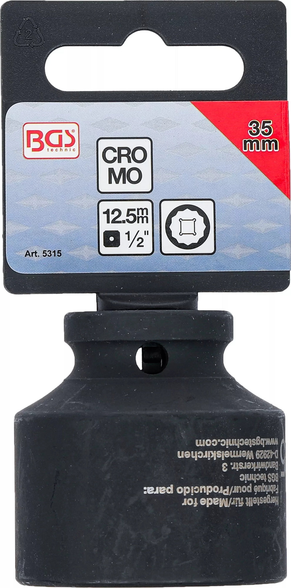 BGS 5315 Kraft Steckschlüsseleinsatz Antrieb 12,5mm (1/2") Zwölfkant 35mm