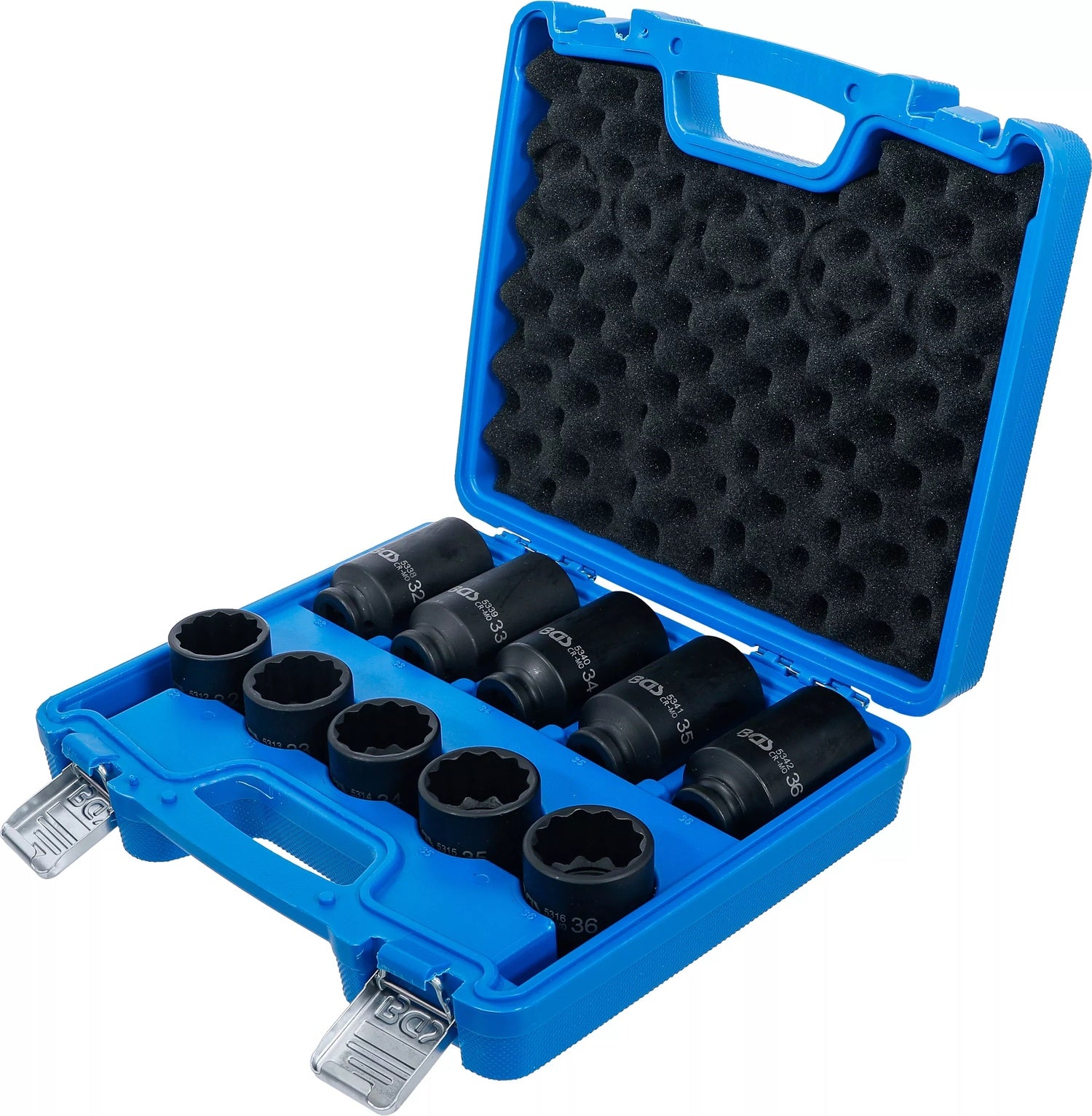 BGS 5330 Satz Kraft Steckschlüsseleinsatz Antrieb 12,5mm (1/2") Zwölfkant 32-36mm 10 teilig