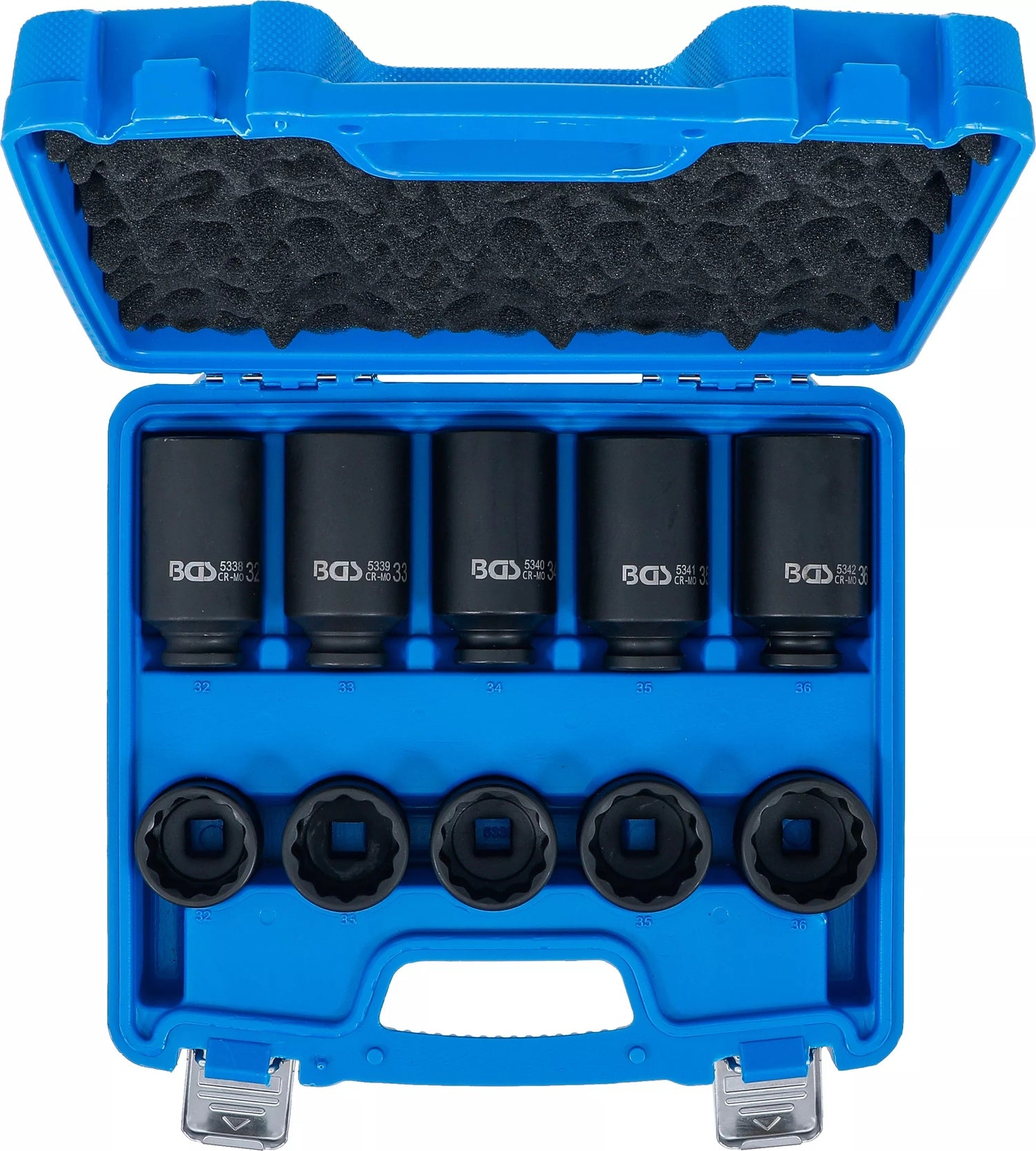 BGS 5330 Satz Kraft Steckschlüsseleinsatz Antrieb 12,5mm (1/2") Zwölfkant 32-36mm 10 teilig