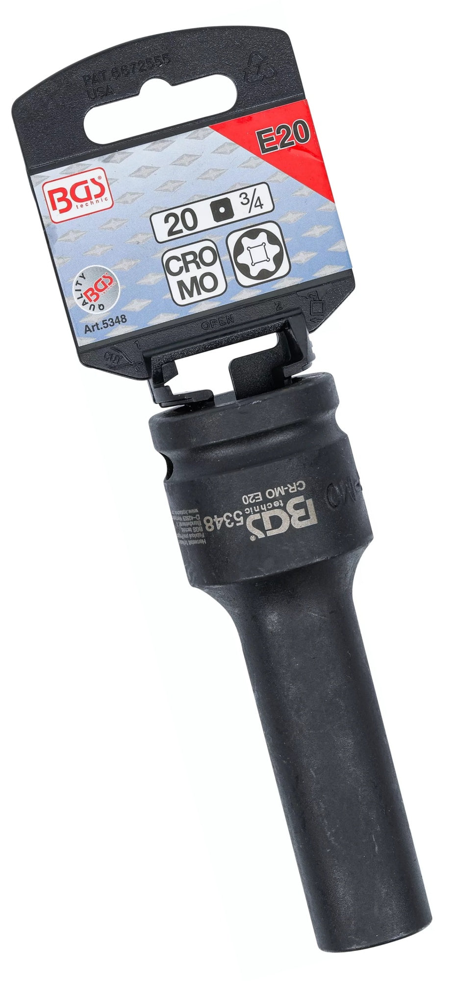 BGS 5348 Impact Nuss E20mm E-Profil lang/tief Antrieb 20mm (3/4") für Schlagschrauber