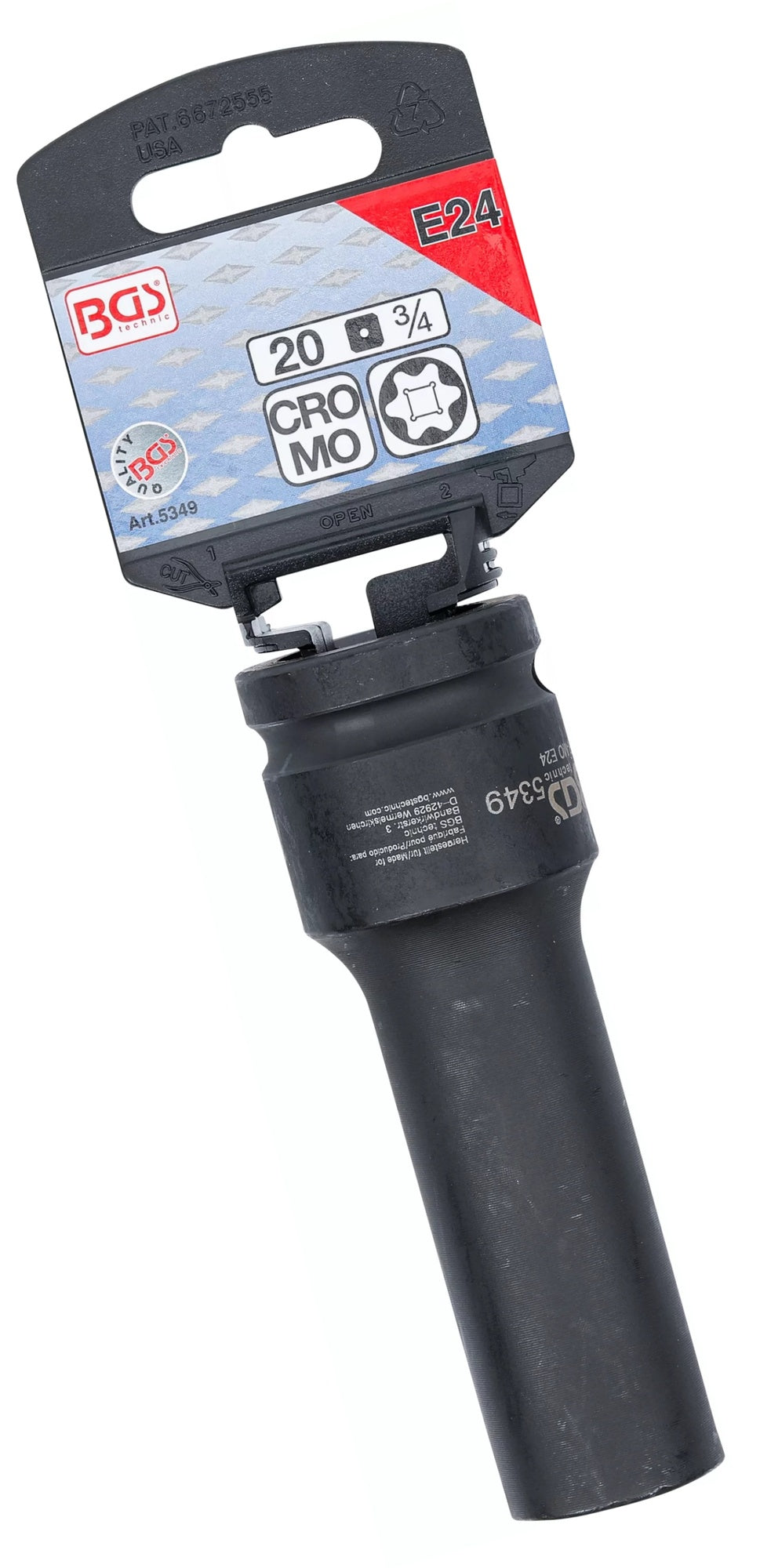 BGS 5349 Impact Nuss E24mm E-Profil lang/tief Antrieb 20mm (3/4") für Schlagschrauber