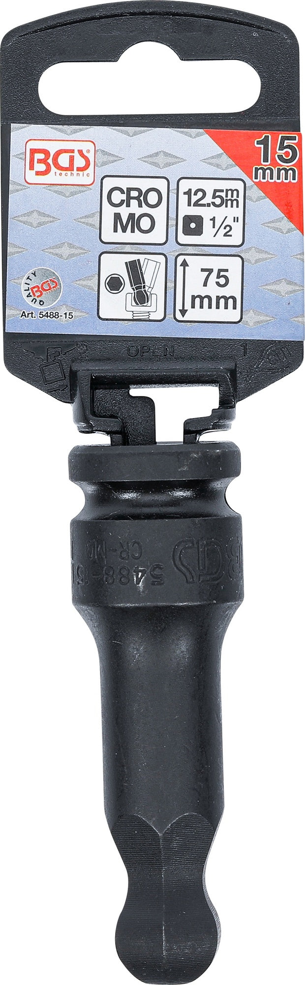 BGS 5488-15 Kraft Biteinsatz Innensechskant mit Kugelkopf 15mm HX15 Länge 75mm Antrieb 12,5mm (1/2")