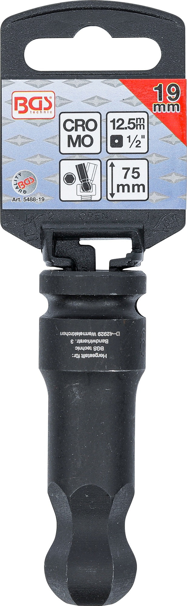 BGS 5488-19 Kraft Biteinsatz Innensechskant mit Kugelkopf 19mm HX19 Länge 75mm Antrieb 12,5mm (1/2")