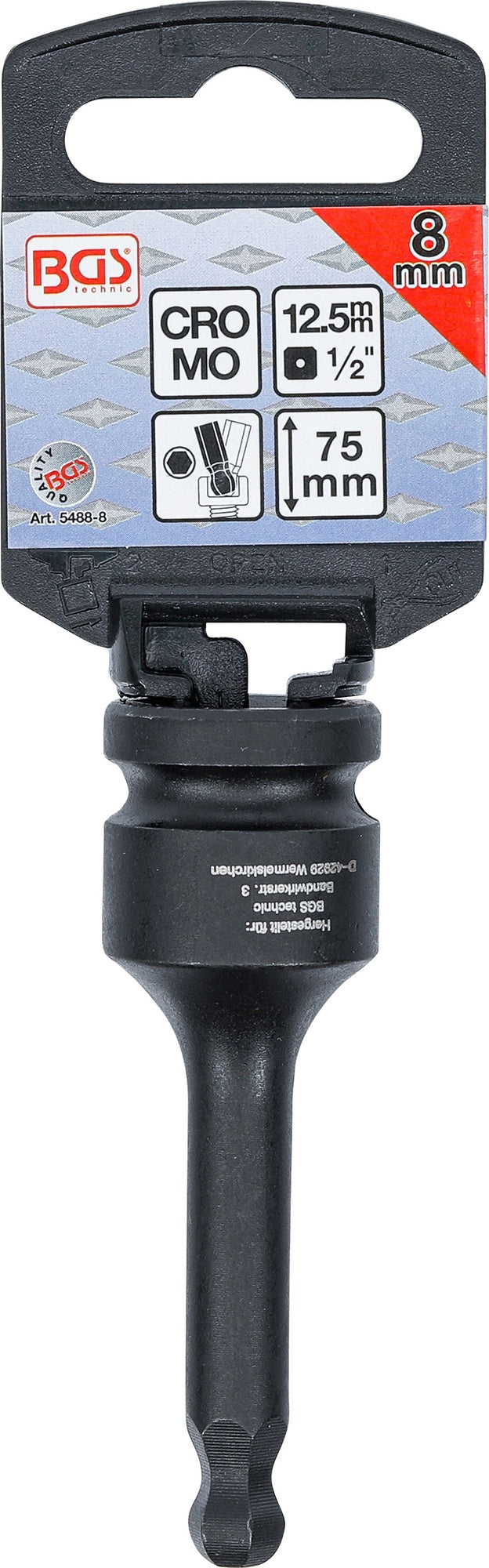 BGS 5488-8 Kraft Biteinsatz Innensechskant mit Kugelkopf 8mm HX8 Länge 75mm Antrieb 12,5mm (1/2")