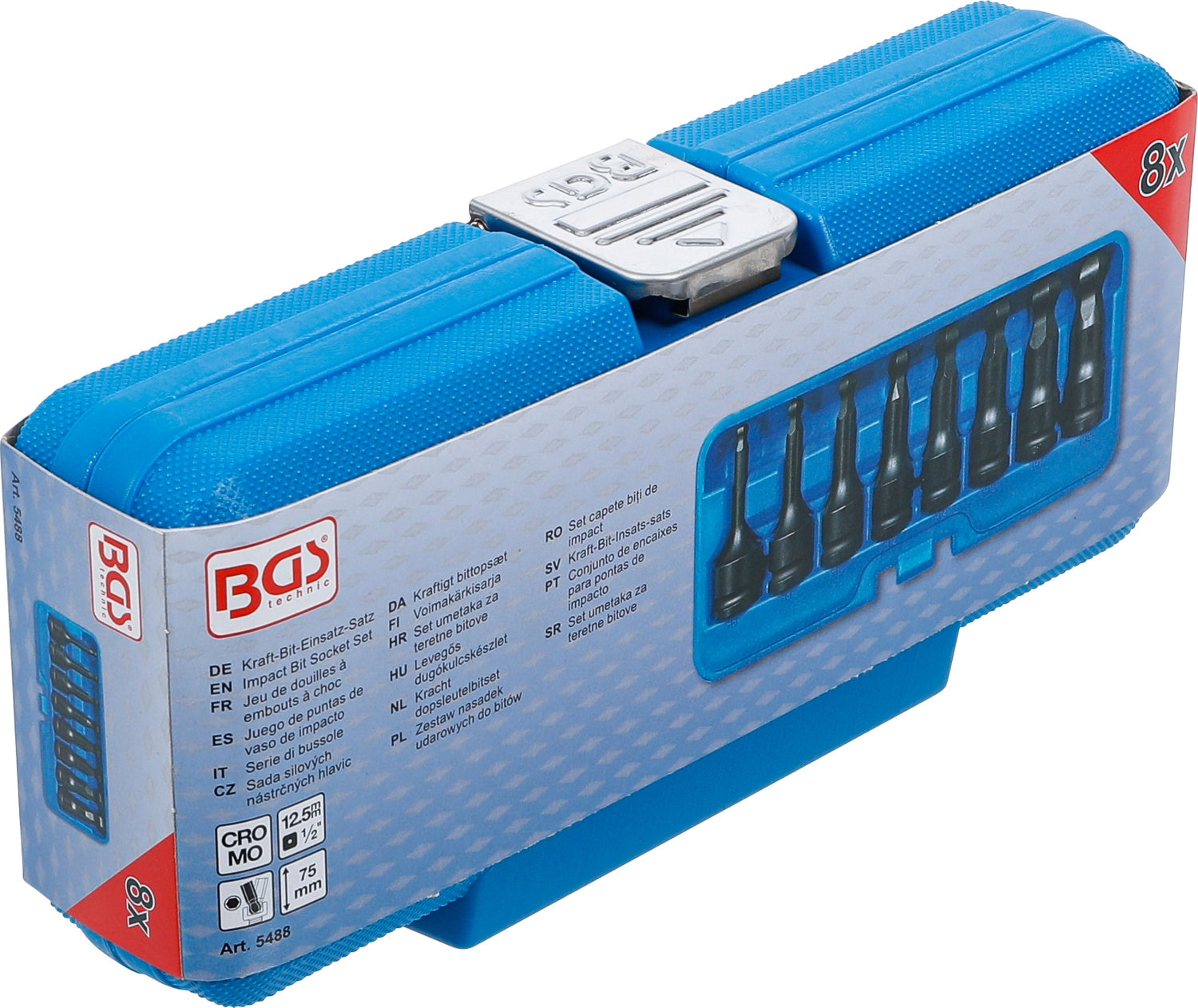 BGS 5488 Satz Kraft Biteinsätze Innensechskant mit Kugelkopf 6 - 19mm HX6 - HX19 Länge 75mm Antrieb 12,5mm (1/2")