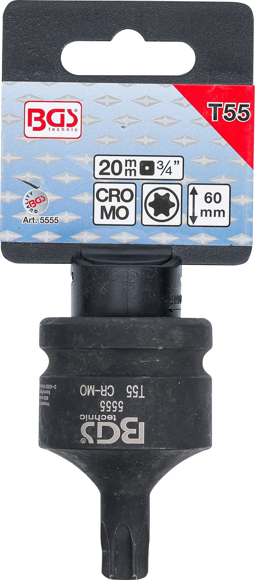 BGS 5555 Kraft Biteinsatz T-Profil (für Torx) T55 Länge 60mm Antrieb 20mm (3/4")