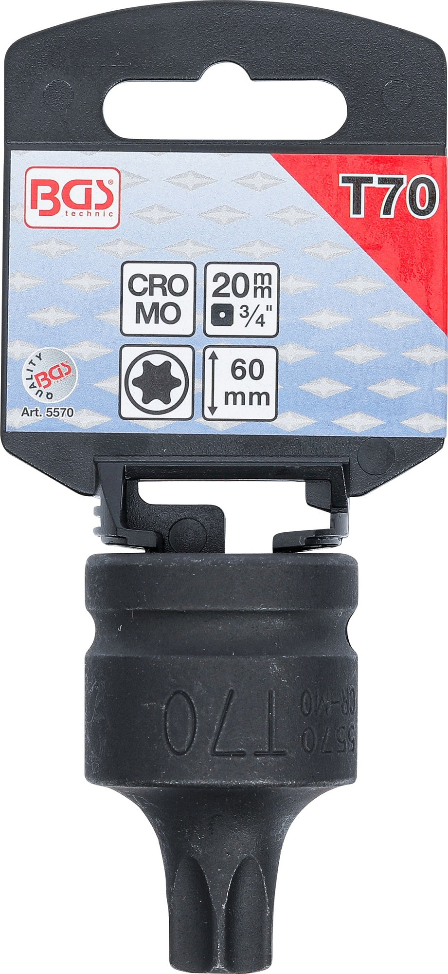BGS 5570 Kraft Biteinsatz T-Profil (für Torx) T70 Länge 60mm Antrieb 20mm (3/4")