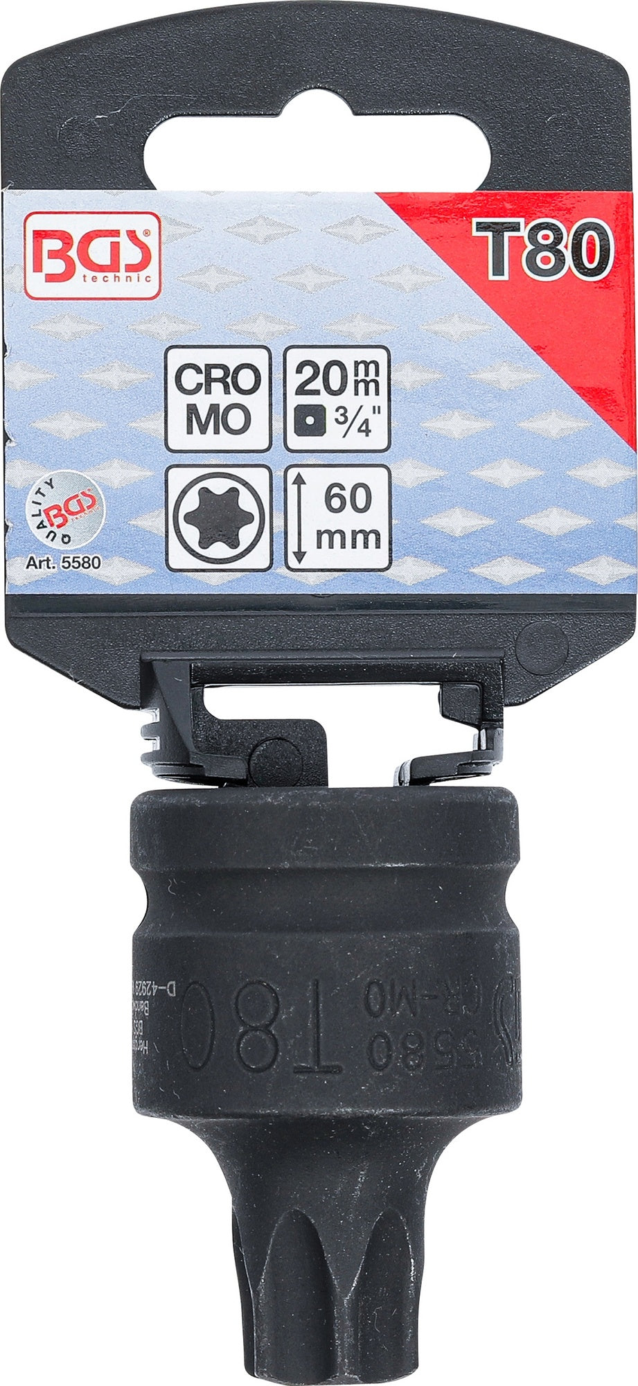 BGS 5580 Kraft Biteinsatz T-Profil (für Torx) T80 Länge 60mm Antrieb 20mm (3/4")
