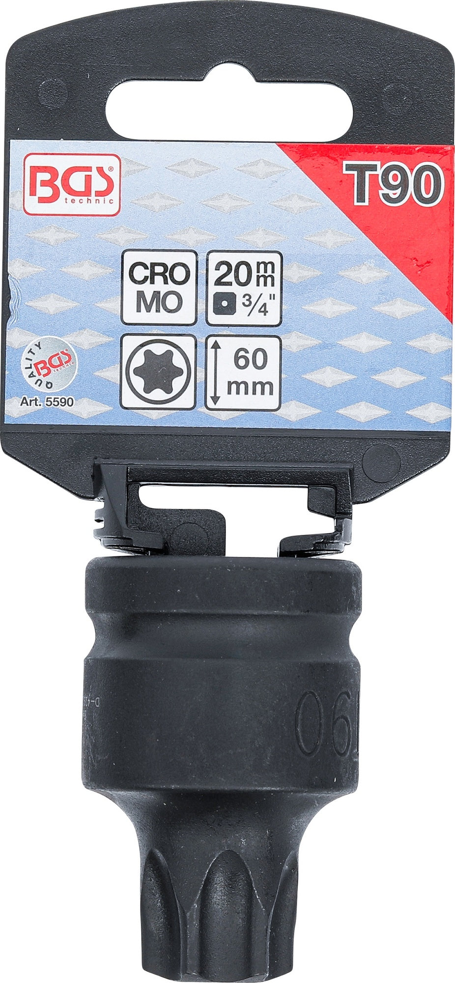 BGS 5590 Kraft Biteinsatz T-Profil (für Torx) T90 Länge 60mm Antrieb 20mm (3/4")