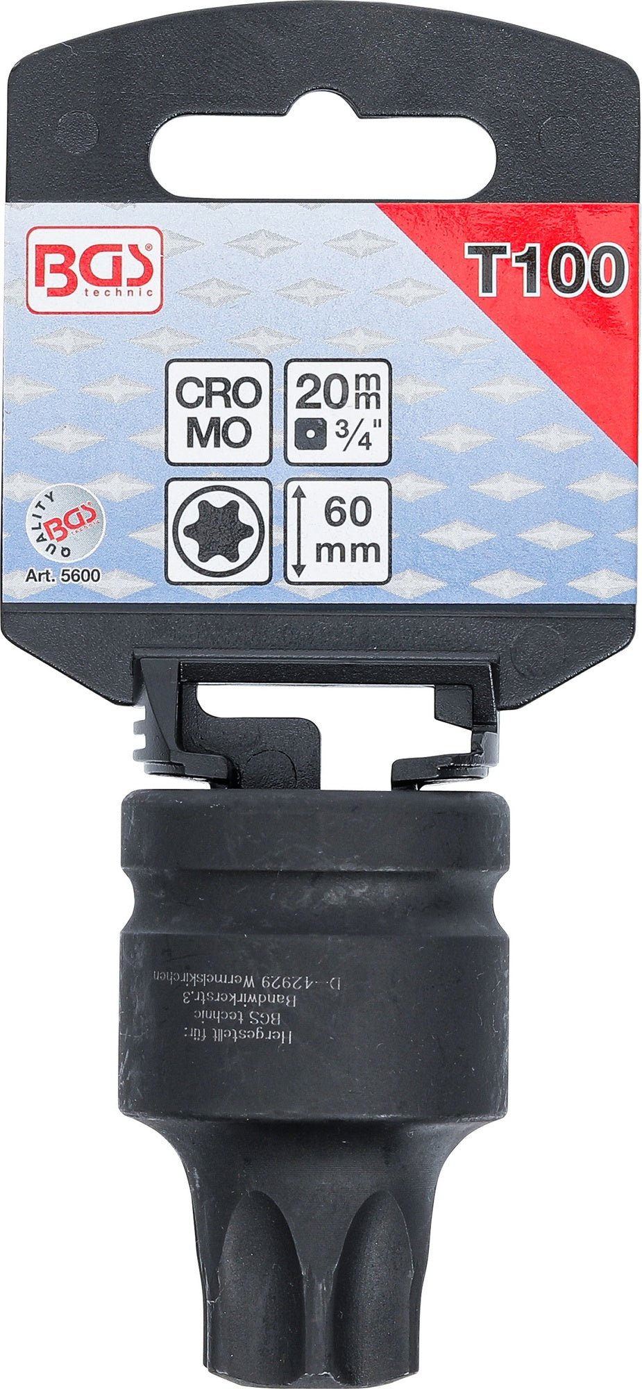 BGS 5600 Kraft Biteinsatz T-Profil (für Torx) T100 Länge 60mm Antrieb 20mm (3/4")