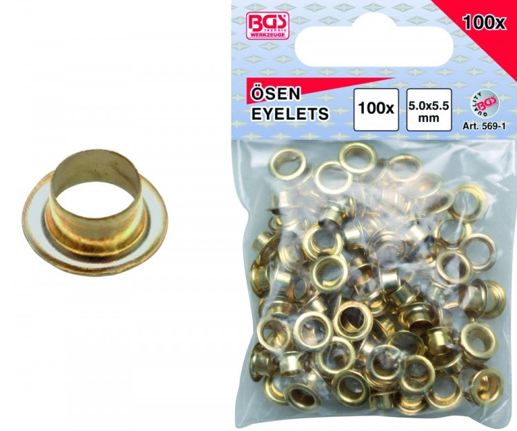 BGS 569-1 Satz Ösen Ø5 x 5.5mm 100 Stück im Beutel