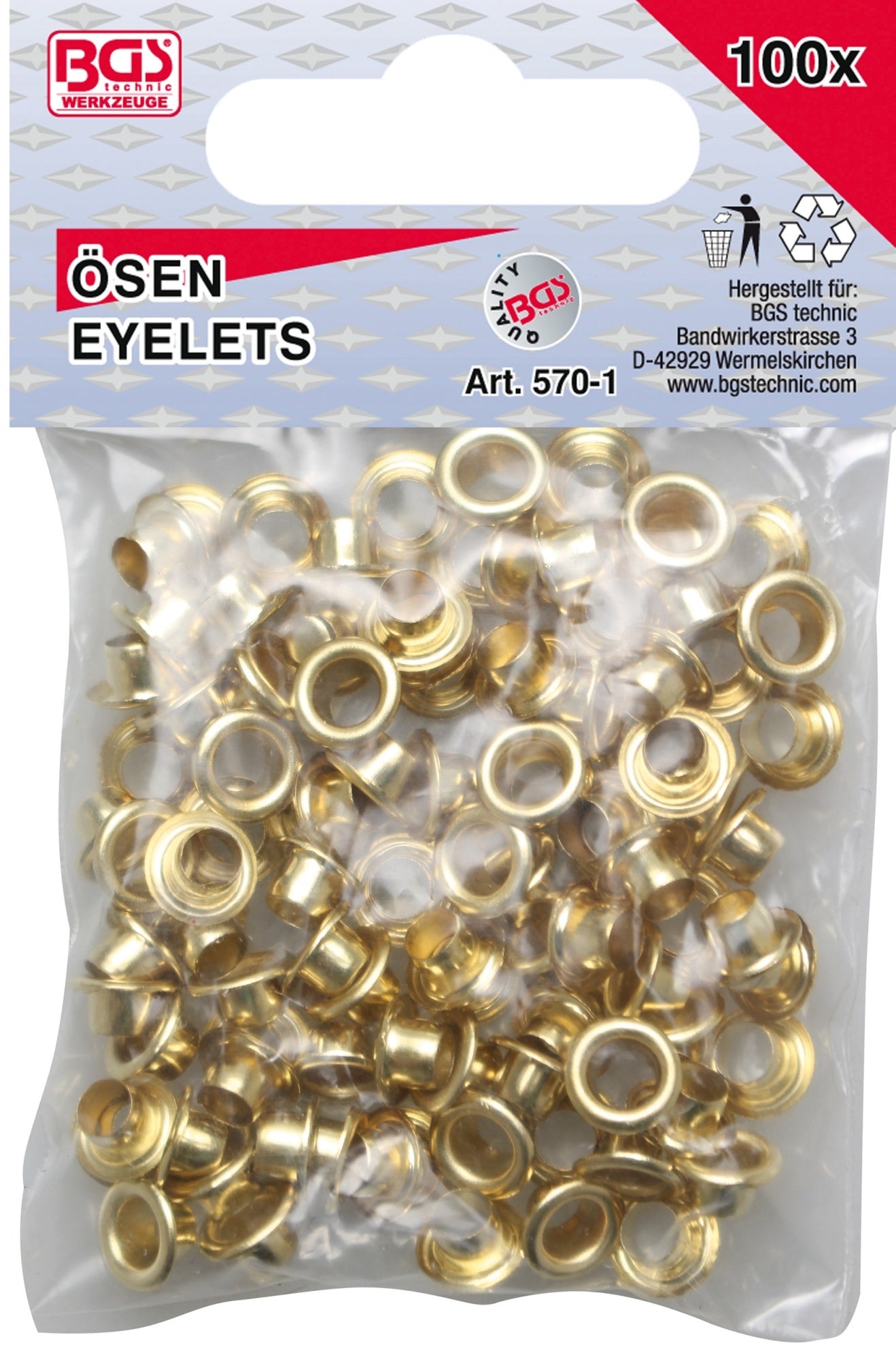 BGS DIY 570-1 Sortiment Ösen Ø4,5 x 5mm 100 teilig