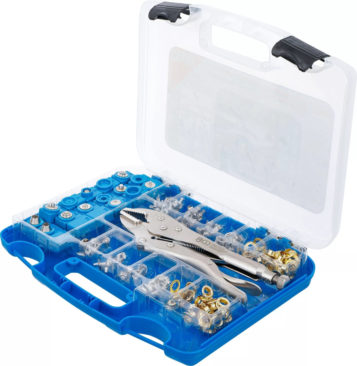 BGS 572 Sortiment mit Ösen, Druckknöpfen und passender Zange 275 teilig