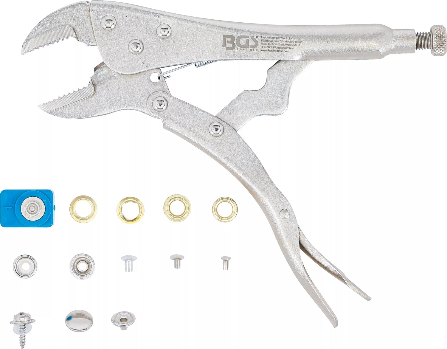 BGS 572 Sortiment mit Ösen, Druckknöpfen und passender Zange 275 teilig