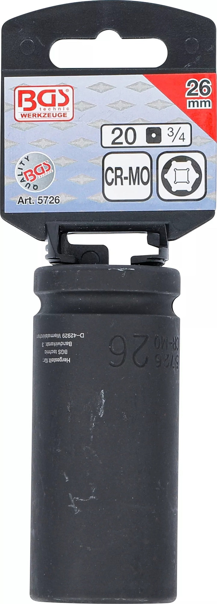 BGS 5726 Impact Nuss 26mm lang/tief Antrieb 20mm (3/4") für Schlagschrauber