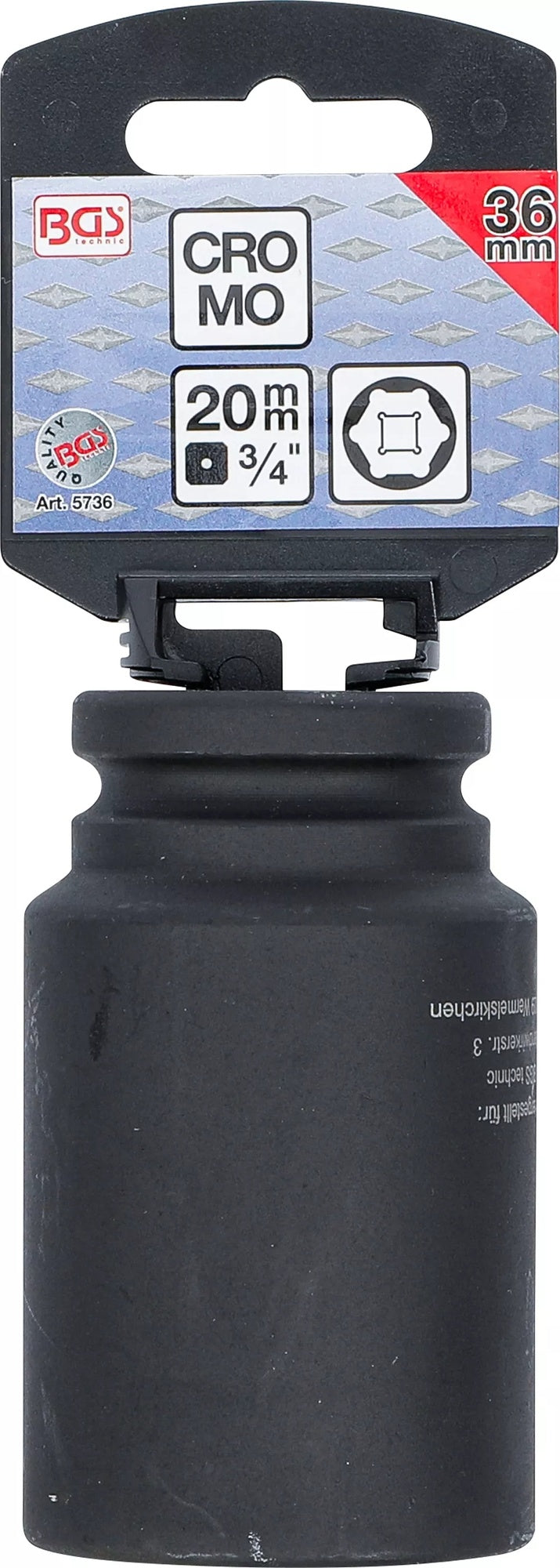 BGS 5736 Impact Nuss 36mm lang/tief Antrieb 20mm (3/4") für Schlagschrauber