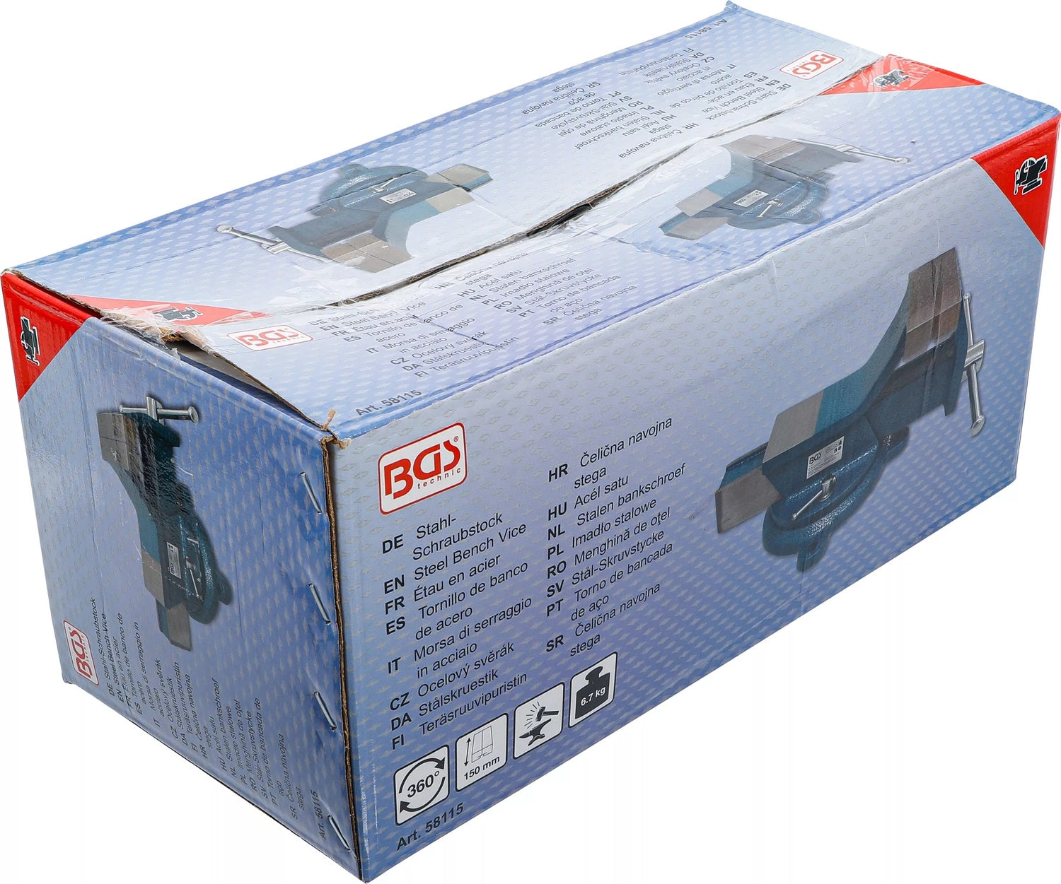 BGS 58115 Stahl Schraubstock geschmiedet mit 150mm Spannbacken 360° drehbar