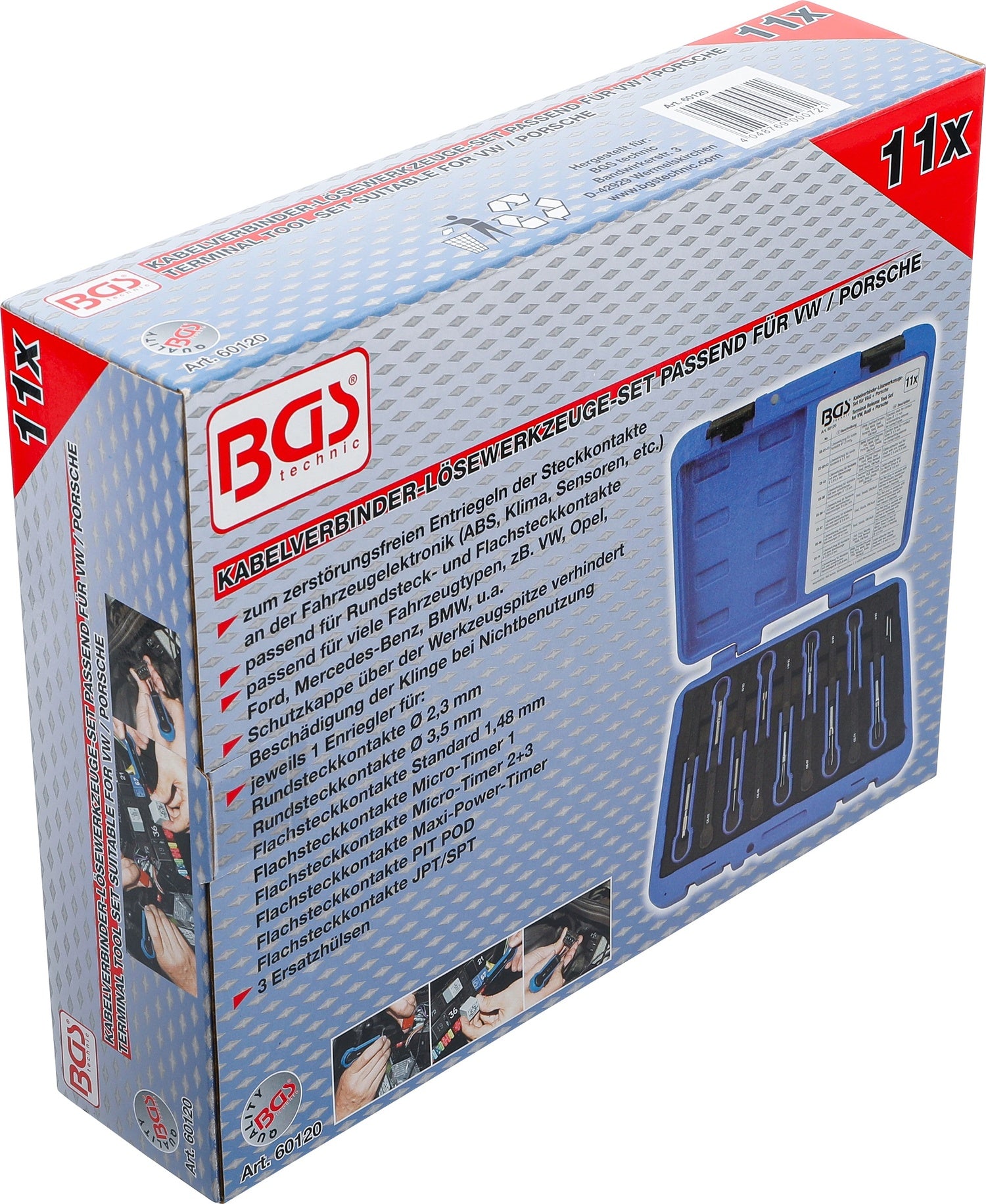 BGS 60120 Satz Entriegelungswerkzeug Auspinwerkzeug KfZ Kabel Stecker VAG Porsche 11-teilig