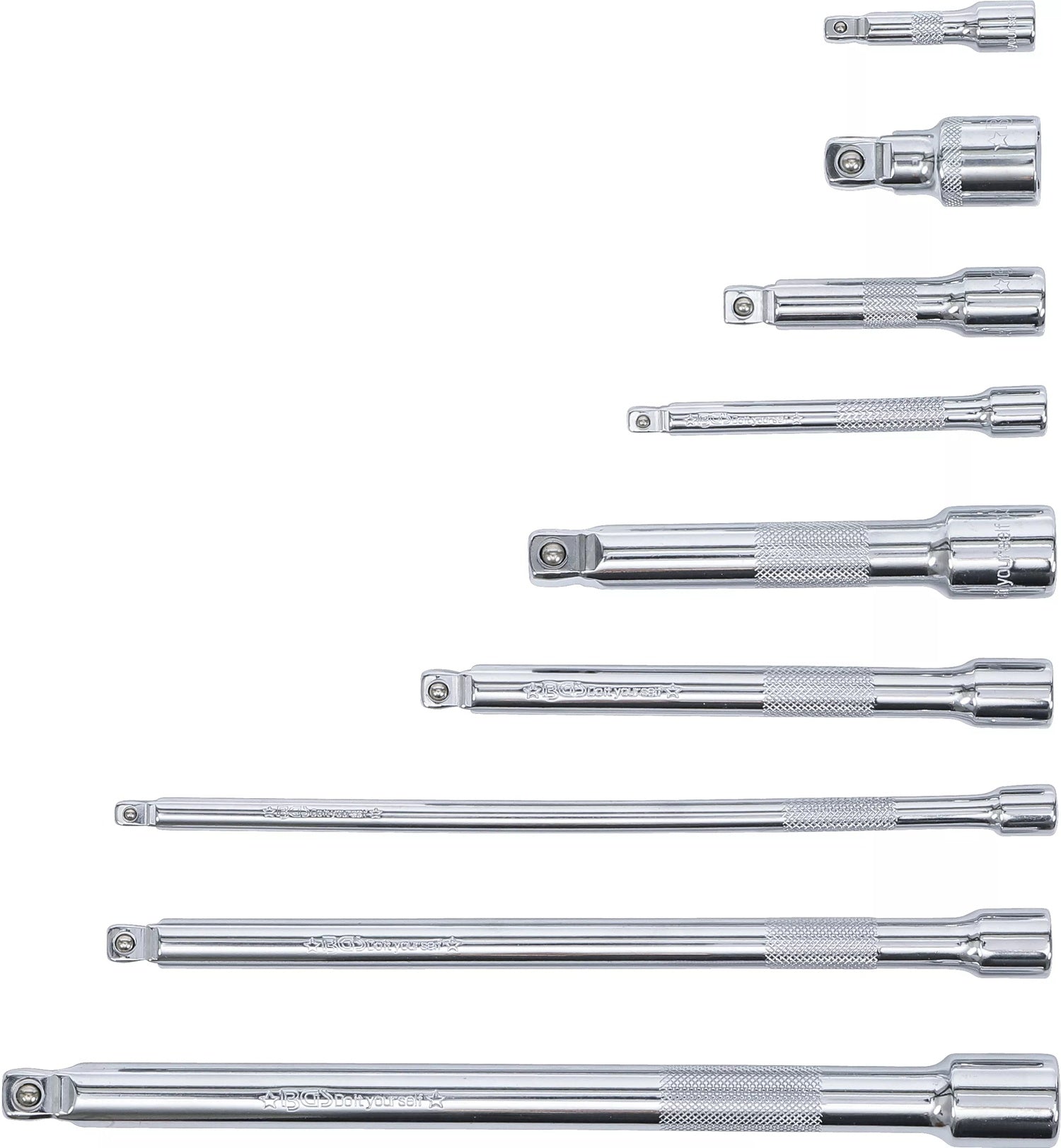 BGS DIY 6113 Satz Kippverlängerungen Antrieb 6,3 (1/4") 10mm (3/8") 12,5mm (1/2") 9 teilig