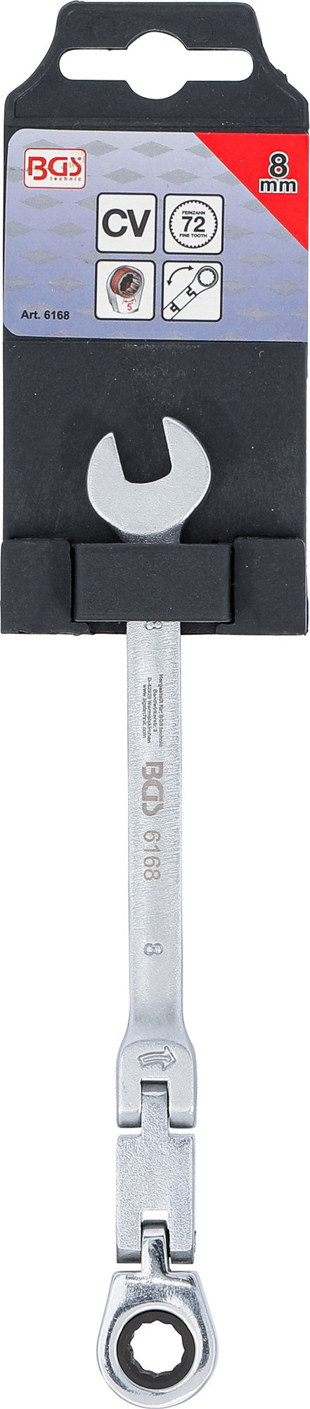 BGS 6168 Doppelgelenk Ratschenringmaulschlüssel abwinkelbar SW 8mm metrische Ausführung