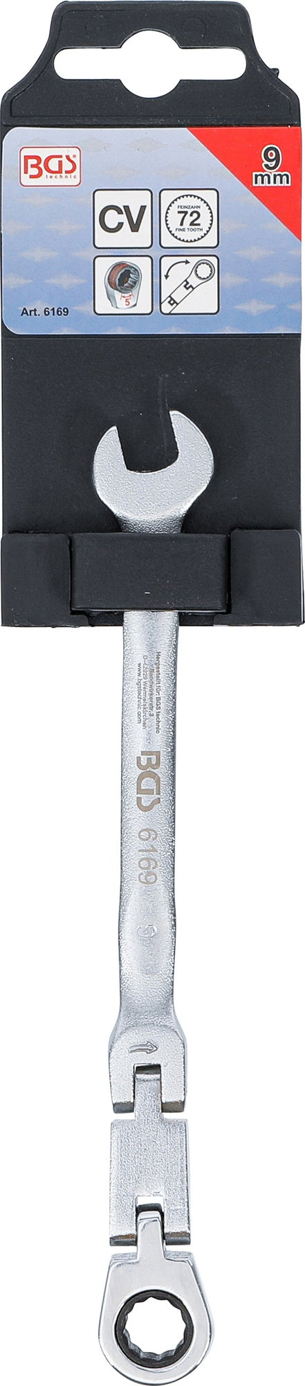 BGS 6169 Doppelgelenk Ratschenringmaulschlüssel abwinkelbar SW 9mm metrische Ausführung