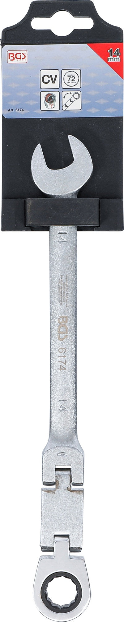 BGS 6174 Doppelgelenk Ratschenringmaulschlüssel abwinkelbar SW 14mm metrische Ausführung