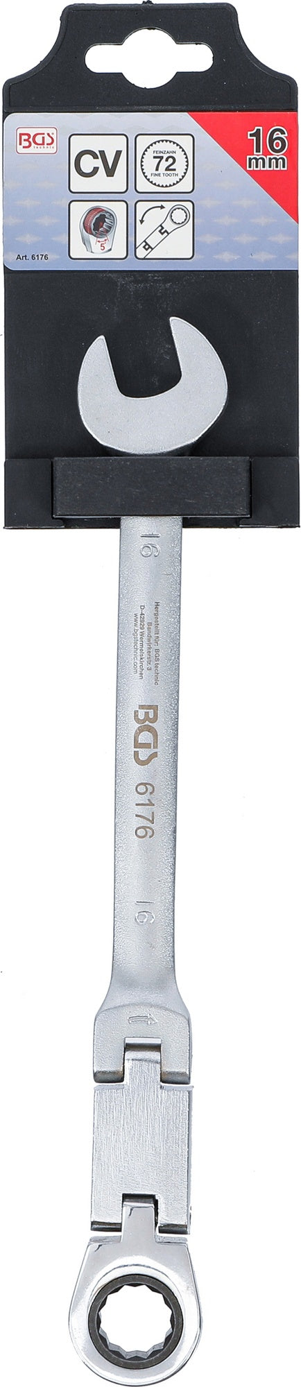 BGS 6176 Doppelgelenk Ratschenringmaulschlüssel abwinkelbar SW 16mm metrische Ausführung