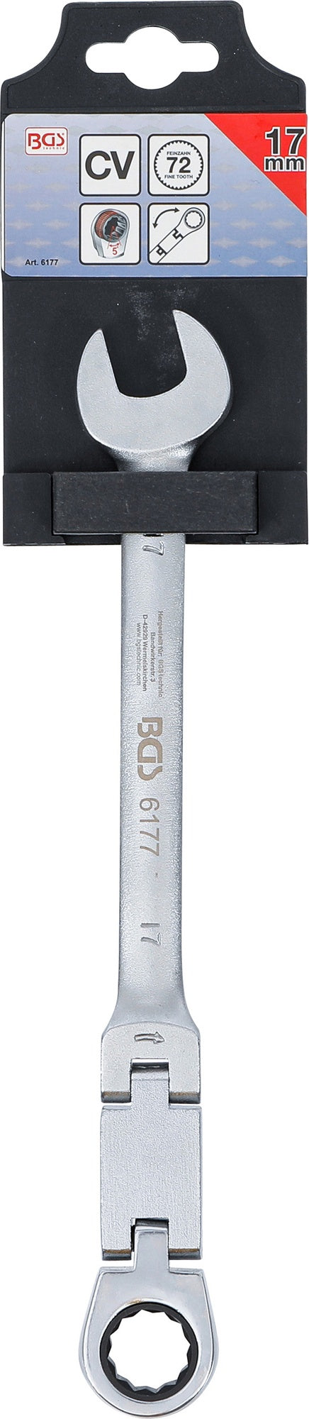BGS 6177 Doppelgelenk Ratschenringmaulschlüssel abwinkelbar SW 17mm metrische Ausführung