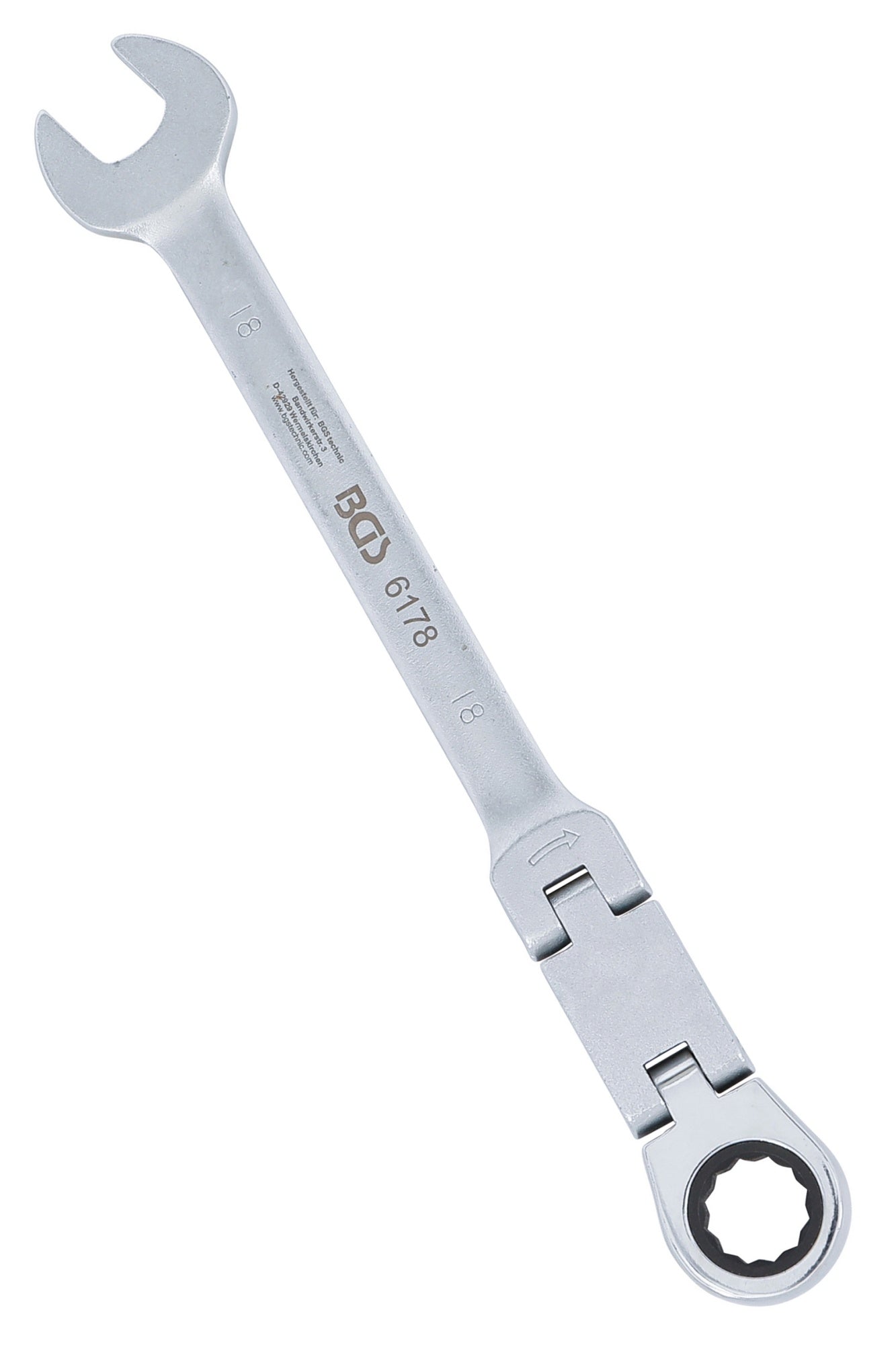 BGS 6178 Doppelgelenk Ratschenringmaulschlüssel abwinkelbar SW 18mm metrische Ausführung