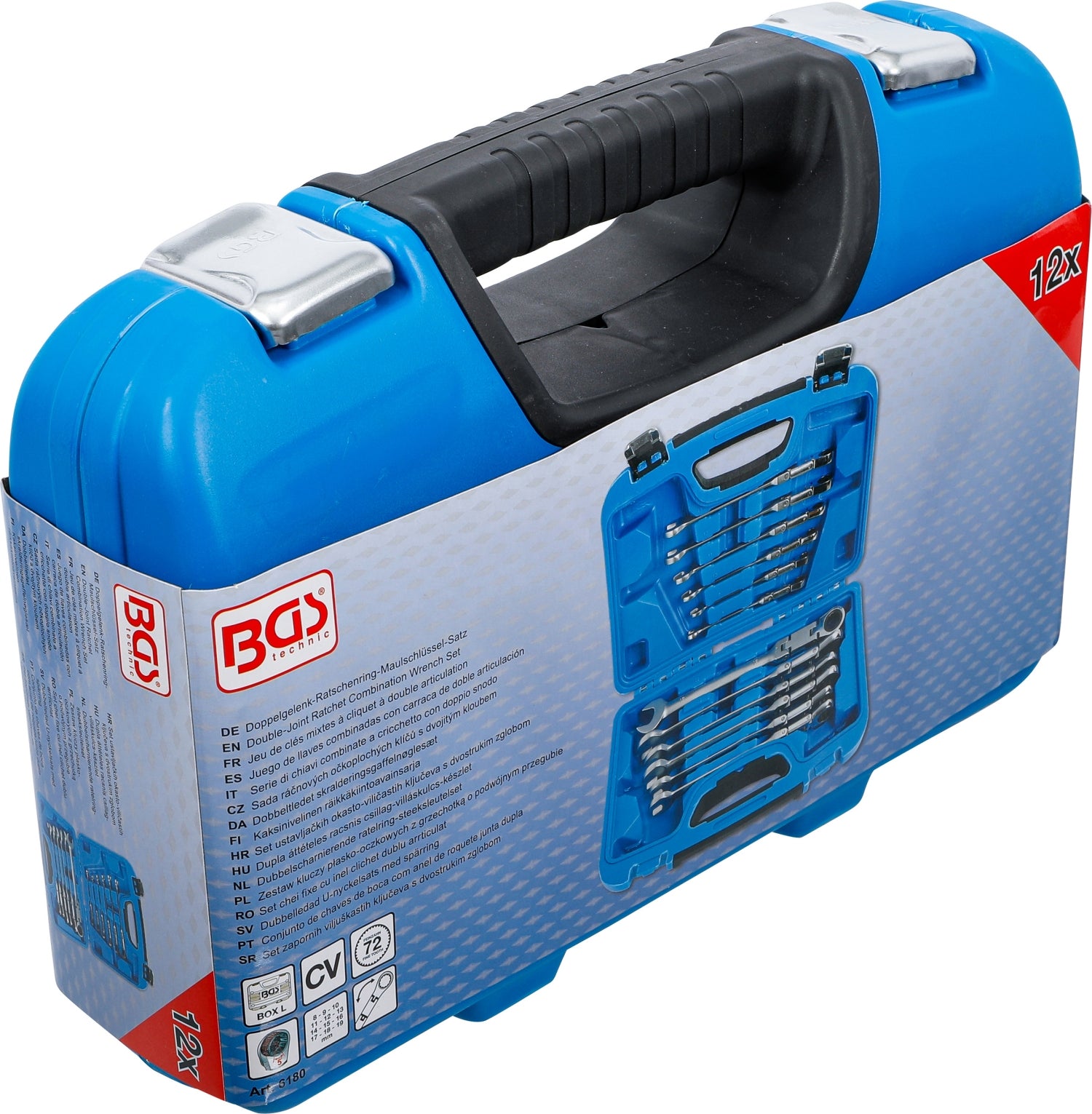 BGS 6180 Satz Doppelgelenk Ratschenringmaulschlüssel abwinkelbar SW 8 - 19mm metrische Ausführung