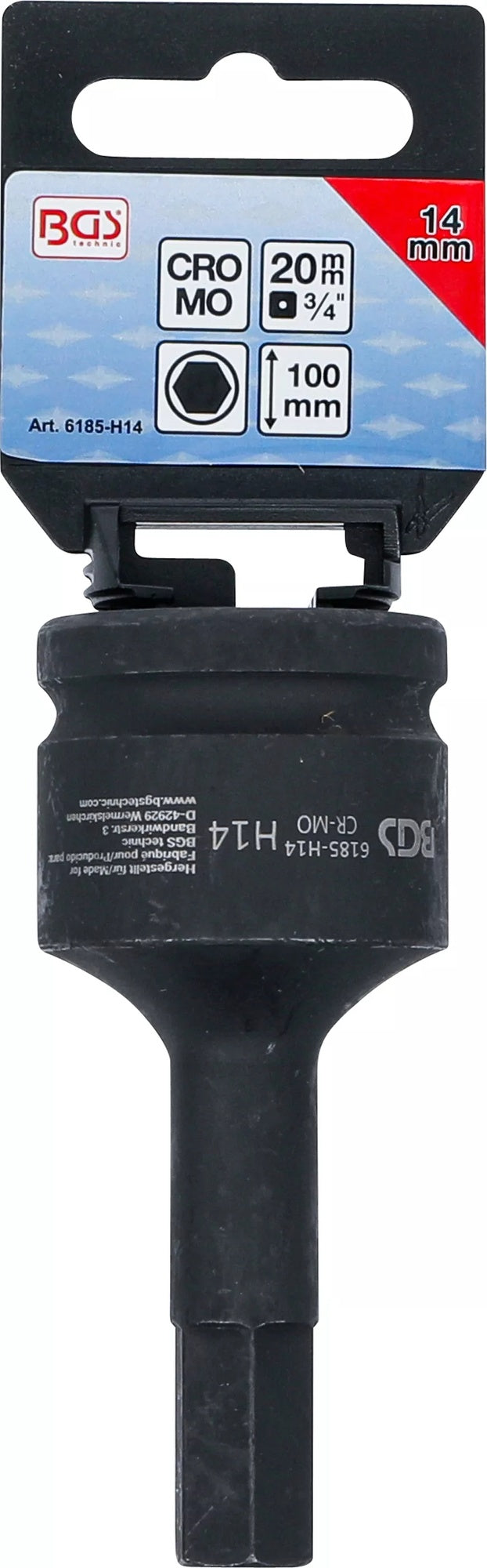BGS 6185-H14 Kraft Biteinsatz Länge 100mm Antrieb Innenvierkant 20mm (3/4") Innensechskant 14mm