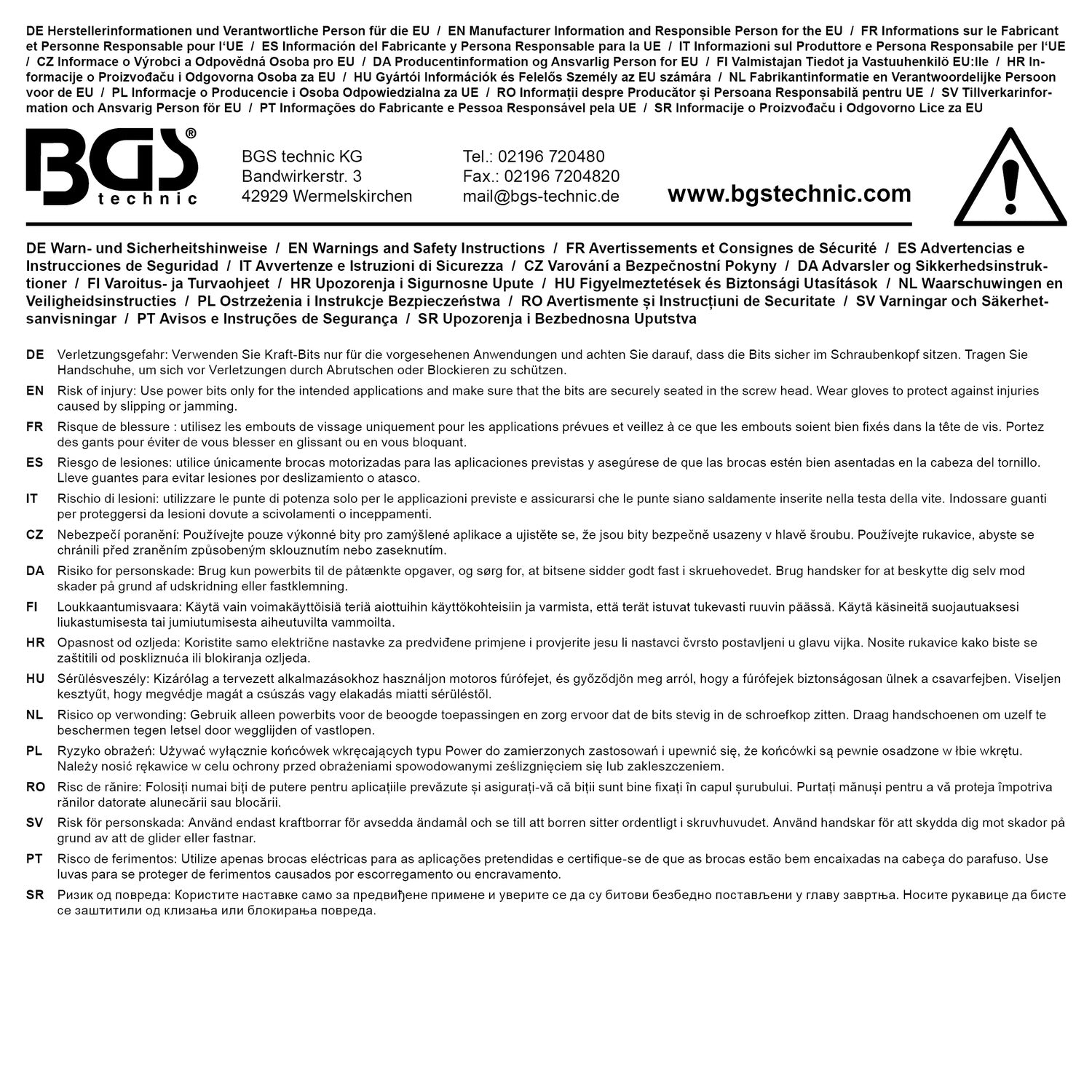 BGS 6185-H14 Kraft Biteinsatz Länge 100mm Antrieb Innenvierkant 20mm (3/4") Innensechskant 14mm