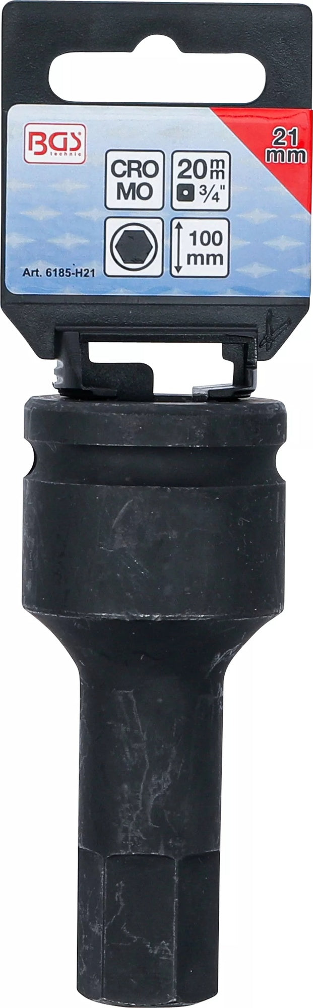 BGS 6185-H21 Kraft Biteinsatz Länge 100mm Antrieb Innenvierkant 20mm (3/4") Innensechskant 21mm