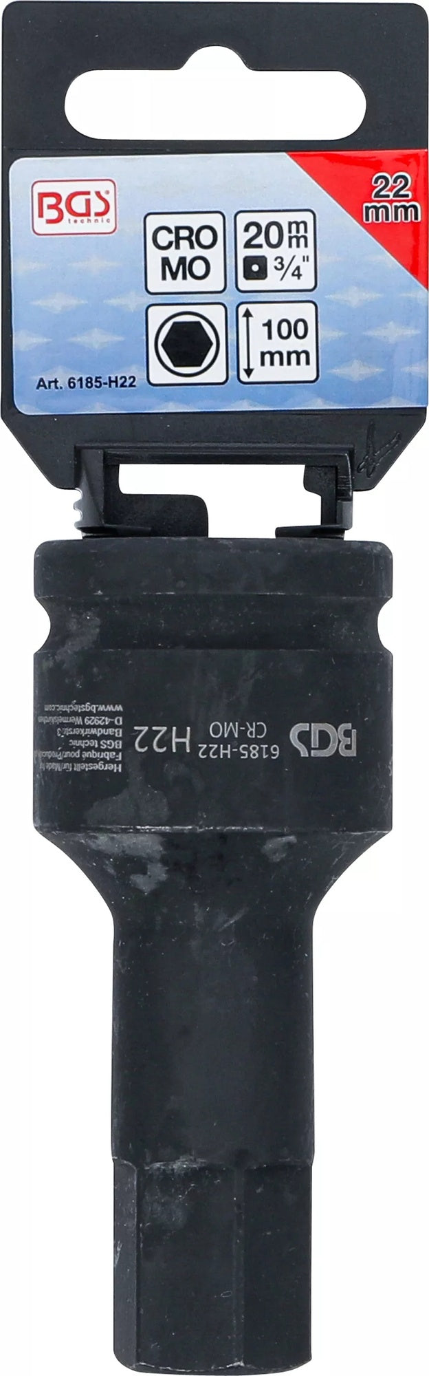 BGS 6185-H22 Kraft Biteinsatz Länge 100mm Antrieb Innenvierkant 20mm (3/4") Innensechskant 22mm