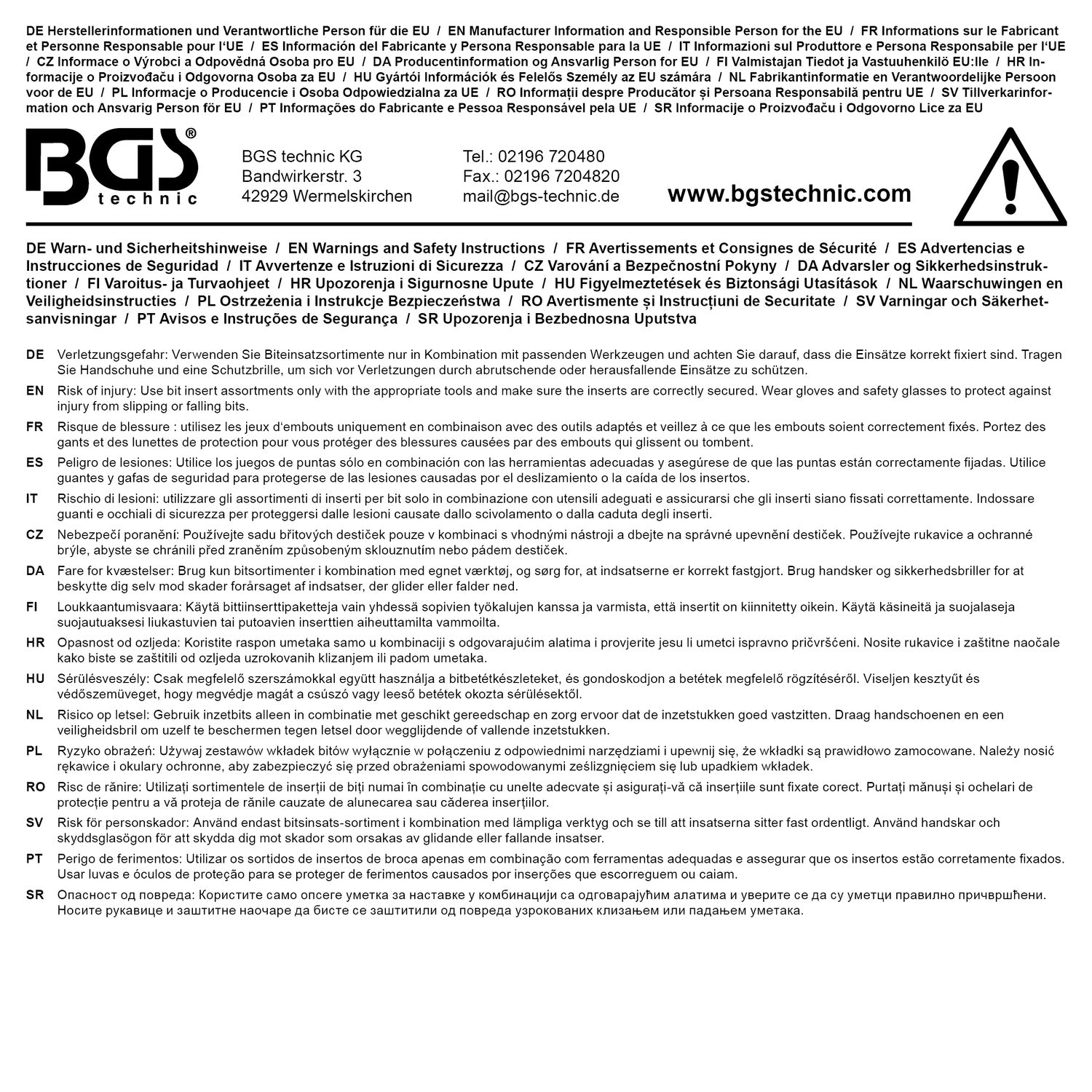 BGS 6185 Satz Kraft Biteinsatz Antrieb Innenvierkant 20mm (3/4") Innensechskant T-Profil (für Torx)