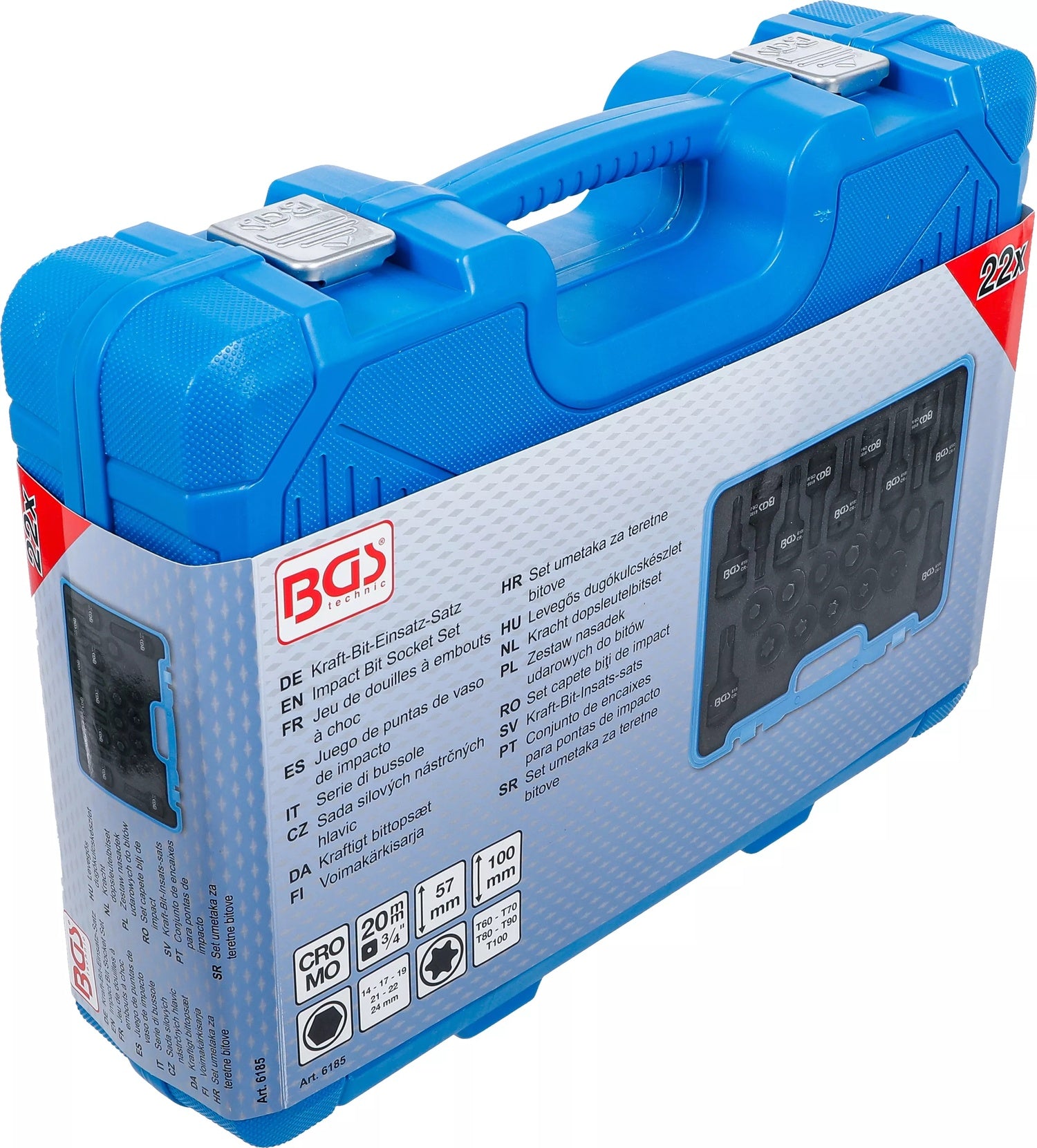 BGS 6185 Satz Kraft Biteinsatz Antrieb Innenvierkant 20mm (3/4") Innensechskant T-Profil (für Torx)