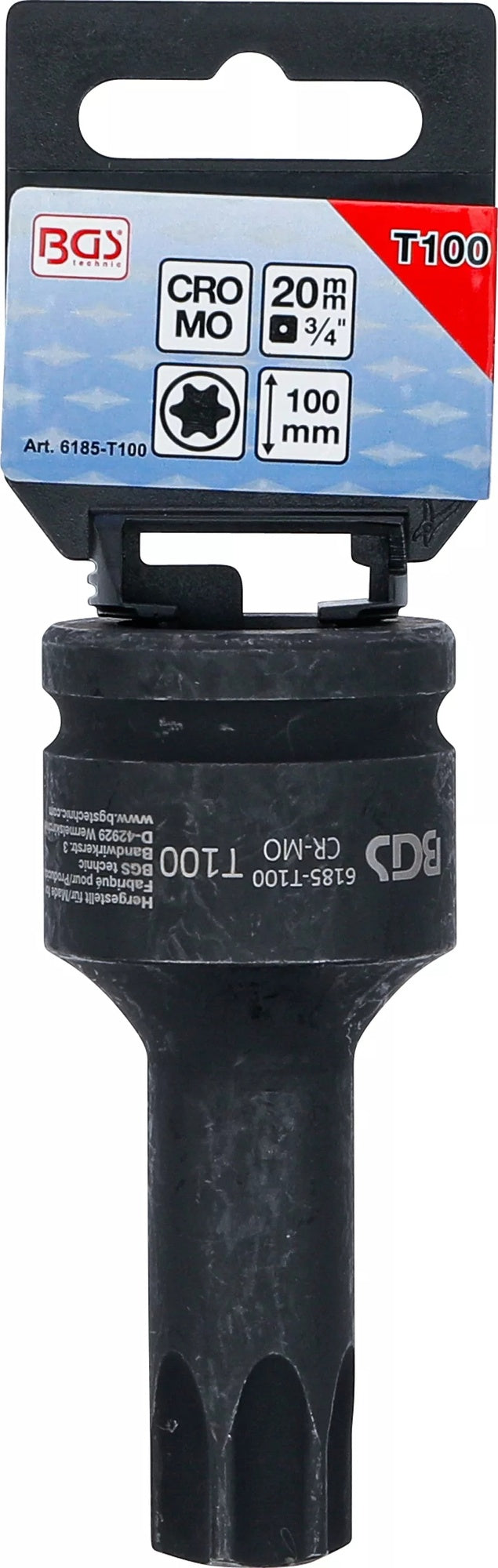 BGS 6185-T100 Kraft Biteinsatz Länge 100mm Antrieb Innenvierkant 20mm (3/4") T-Profil (für Torx) T100
