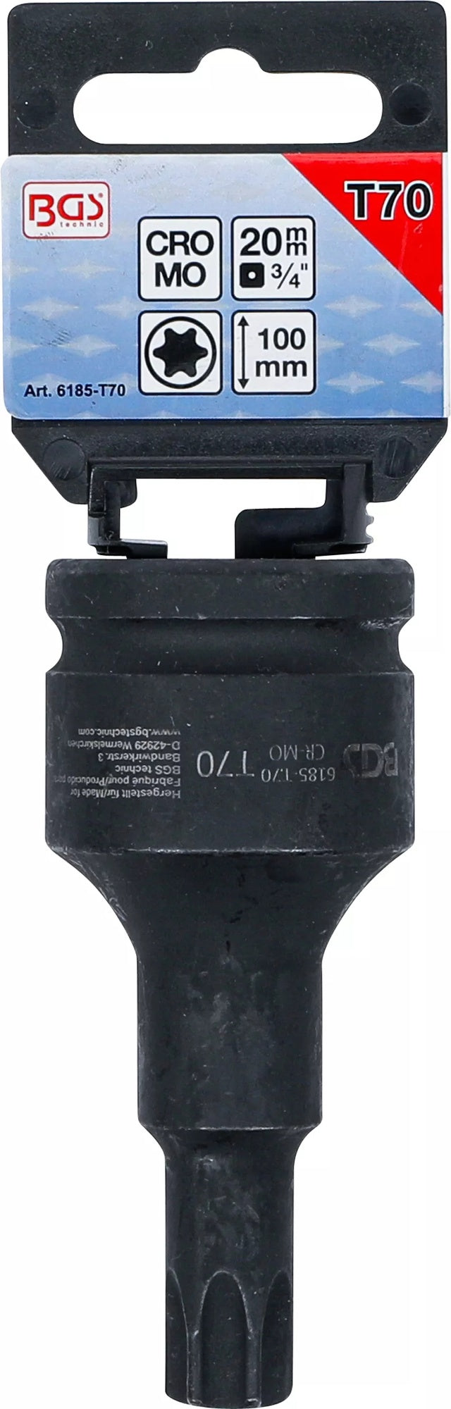 BGS 6185-T70 Kraft Biteinsatz Länge 100mm Antrieb Innenvierkant 20mm (3/4") T-Profil (für Torx) T70