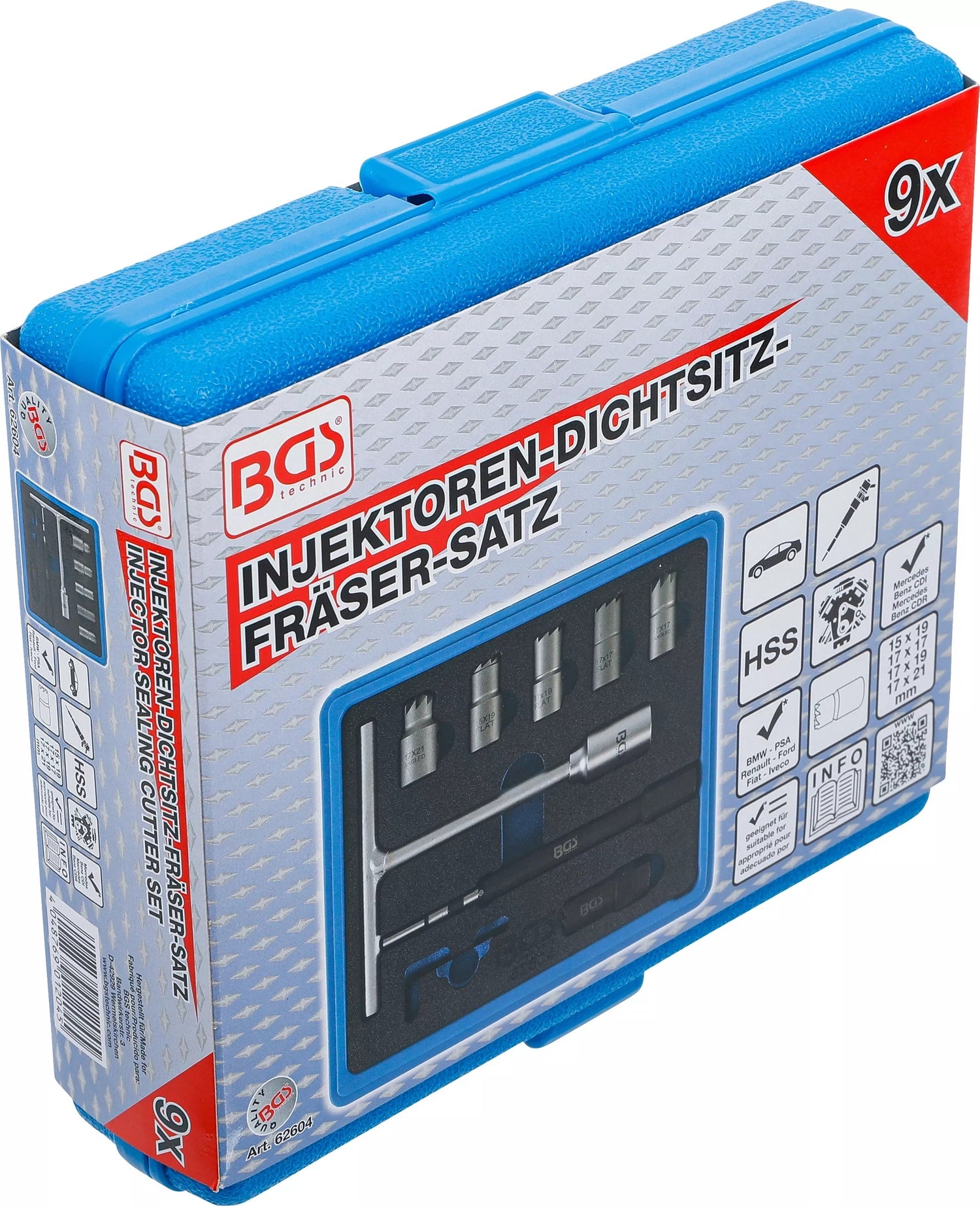 BGS 62604 Satz Fräser für Dichtsitz bei CDI Injektoren Set 9 teilig